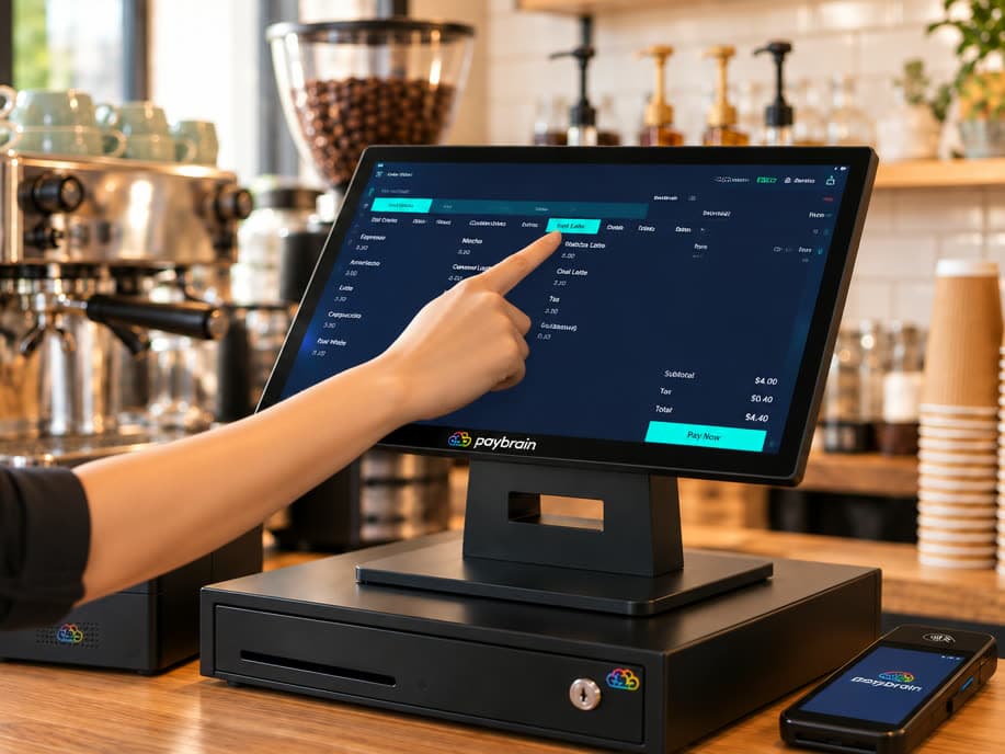 Barista ringing up an order on the register
