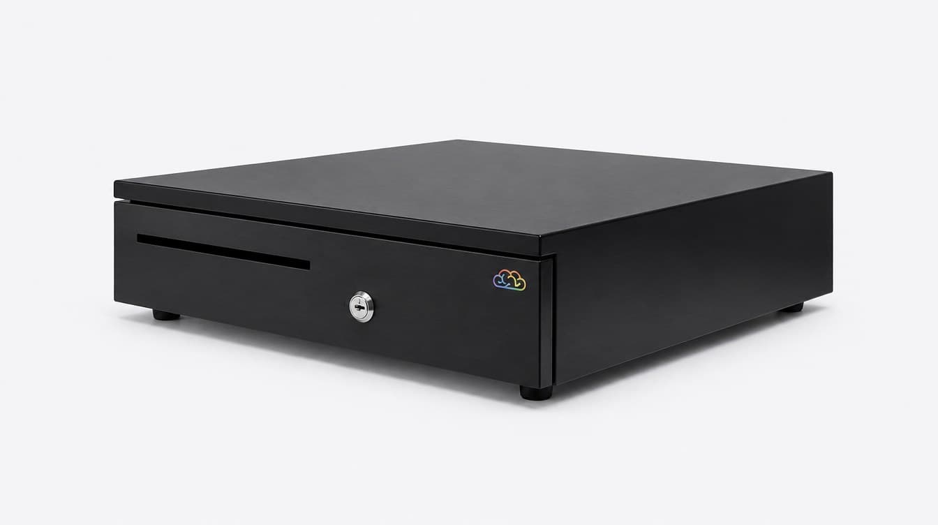 Paybrain matte black steel cash drawer
