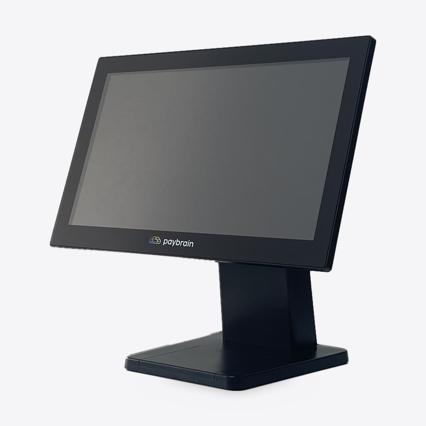 Paybrain Register 15-inch touchscreen, three-quarter view
